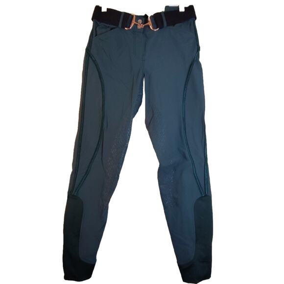 Dover Saddlery Green Women's Belted Riding Pants Size 28 - Picture 1 of 6